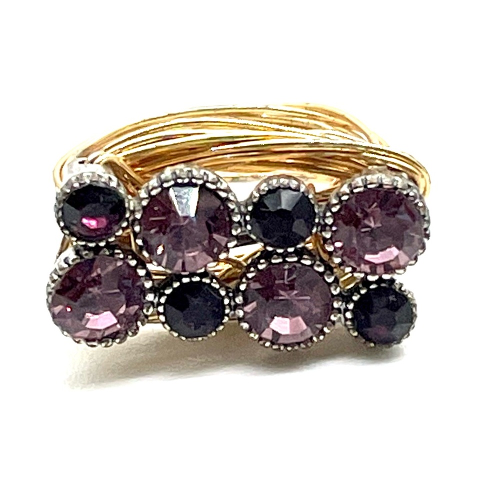 Wire Wrapped Rhinestone Ring Sz 5 - Picture 2 of 6